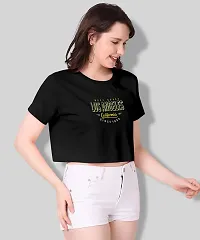 VAISHMA Black Cotton Croptop/Tshirt for Women (Pack of 1)-thumb3