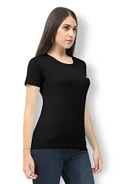 Vaishma Women Black Colour Solid T-Shirt (Pack of 1)-thumb2