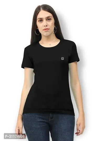 Vaishma Women Black Colour Solid T-Shirt (Pack of 1)