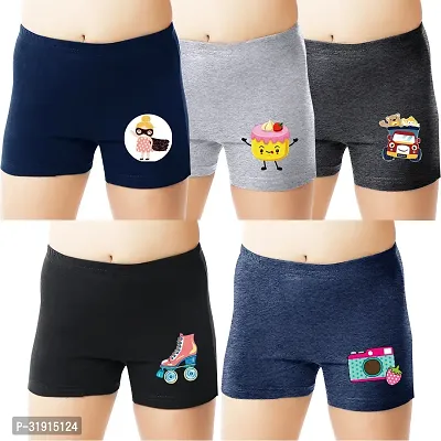 PINE Multicolor Regular Cotton Boyshorts for Girls (Pack of 5)