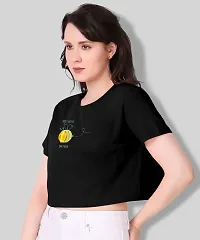 VAISHMA Black Cotton Croptop/Tshirt for Women (Pack of 1)-thumb2