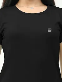 Vaishma Women Black Colour Solid T-Shirt (Pack of 1)-thumb4