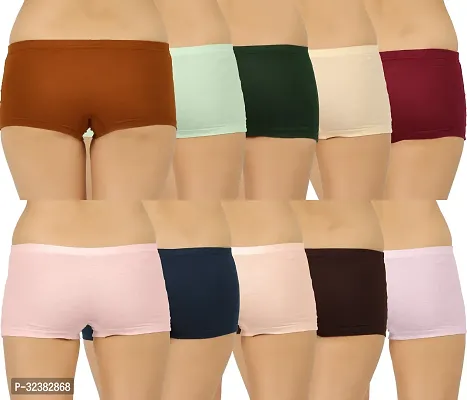 Stylish Multicolor Regular Cotton Plain Boyshorts for Women (Pack of 10)-thumb2