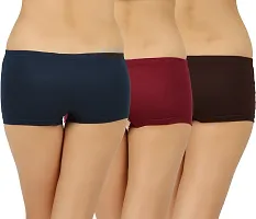 Stylish Multicolor Regular Cotton Plain Boyshorts for Women (Pack of 3)-thumb1