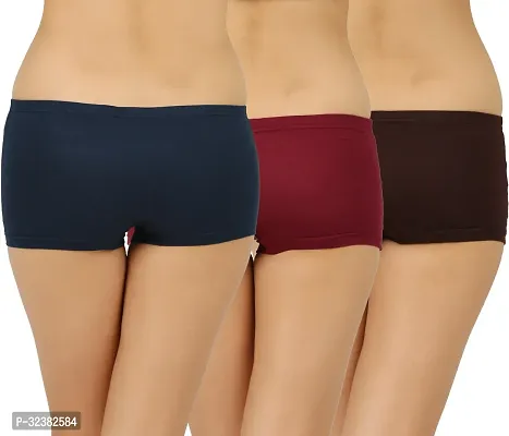 Stylish Multicolor Regular Cotton Plain Boyshorts for Women (Pack of 3)-thumb2