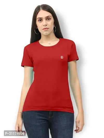 Vaishma Women Red Colour Solid T-Shirt (Pack of 1)