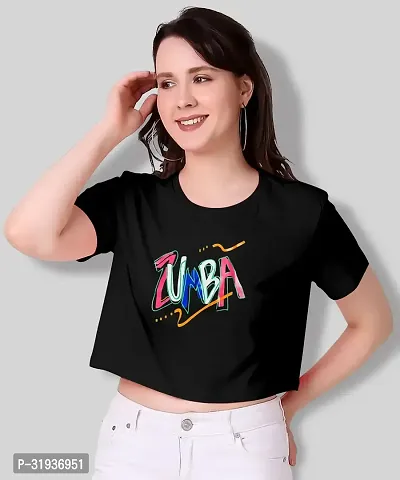 VAISHMA Black Cotton Croptop/Tshirt for Women (Pack of 1)