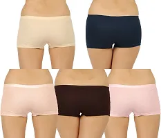 Stylish Multicolor Regular Cotton Plain Boyshorts for Women (Pack of 5)-thumb1