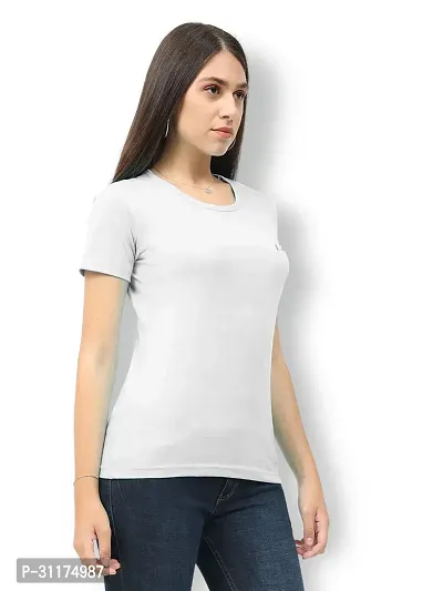 Vaishma Women White Colour Solid T-Shirt (Pack of 1)-thumb3