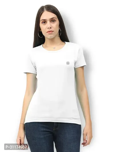 Vaishma Women White Colour Solid T-Shirt (Pack of 1)-thumb0