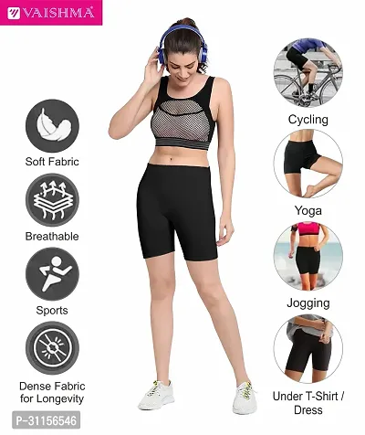 VAISHMA Cotton Lycra Slim Fit Stretchable Womens Cycling Shorts || Shorties for Active wear||Exercise|Workout||Yoga||Gym||Cycle||Running (Pack of 1)-thumb5