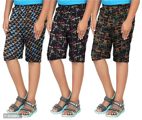 Pure Cotton Printed Regular Bermuda Shorts for Boys and Girls (Pack of 3)-thumb0