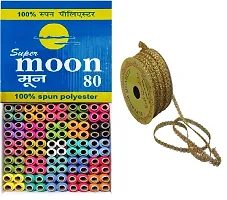 Shree Ganesha Multicoloured Sewing Thread 150m Pack of 100 Spool With 10 Meter Golden Lace-thumb2