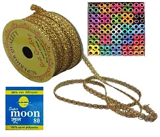Shree Ganesha Multicoloured Sewing Thread 150m Pack of 100 Spool With 10 Meter Golden Lace-thumb3