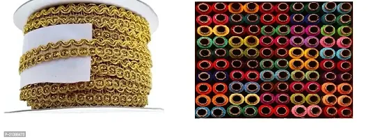 Shree Ganesha Multicoloured Sewing Thread 150m Pack of 100 Spool With 10 meter Golden Lace