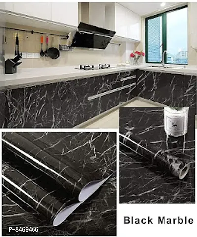 Kitchen Oil Proof Black Marble Wall Paper 200cm x 60cm CM Peel and Stick Countertops Waterproof, Anti-Mold , Heat Resistant ,Self-Adhesive Wall Sticker Back Marble Wall Paper (Black Marble 60*200 cm)