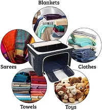 66 LTR Foldable Steel Frame Cloths Zip Organizer Bag and Oxford Fabric Storage Living Cover Boxes For Wardrobe Shelves Clothes, Sarees, Bed Sheet, Blanket, Top and Front Zipper Open Bags-thumb3