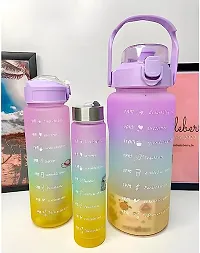 KART VILLA Water Bottle 3 Pcs Set with Motivational Time Marker with Straw, Leakproof BPA free Non-toxic Water Bottle for Office, Sports, Gym (NOTE : COLOR IS MULTICOLOR)-thumb3