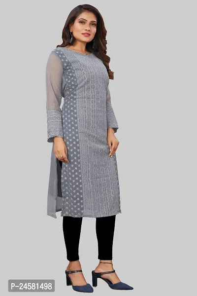 Beautiful A-Line Grey Cotton Kurta Bottom Set For Women-thumb0