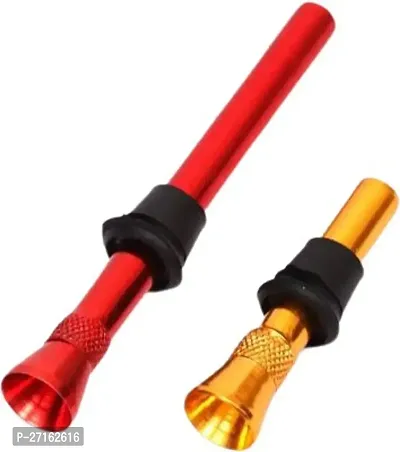 Hippnation Draw pipe set with herb crusher Aluminium Inside Fitting Hookah Mouth Tip Gold Red Pack of 6-thumb2