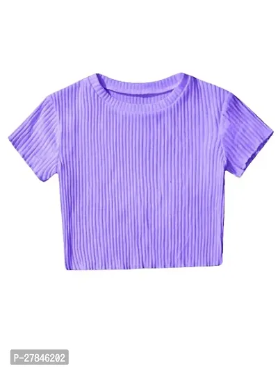 Stylish Purple Cotton Blend Solid Top For Women