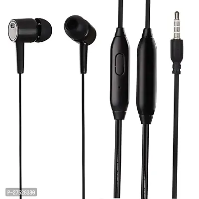 Classic Black Wired - 3.5 MM Single Pin With Microphone Earphones-thumb0