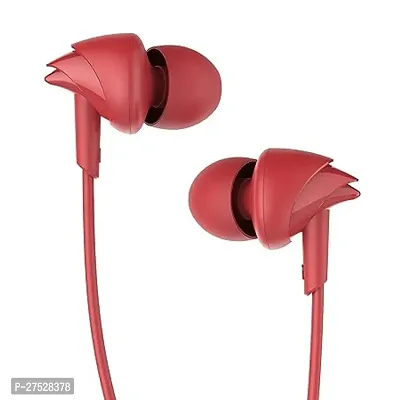 Classic Red Wired - 3.5 MM Single Pin With Microphone Earphones-thumb0