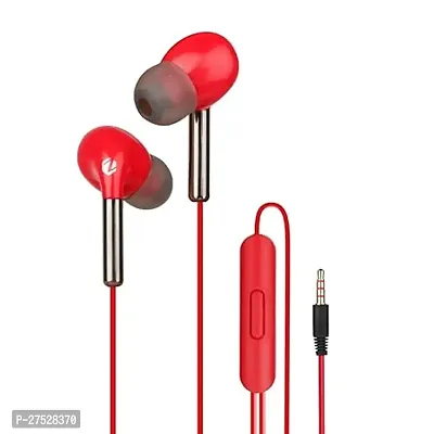 Classic Red Wired - 3.5 MM Single Pin With Microphone Earphones-thumb0