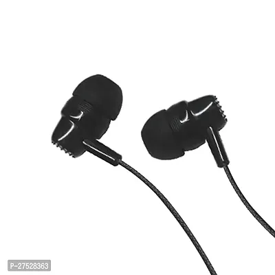 Classic Black Wired - 3.5 MM Single Pin With Microphone Earphones-thumb0