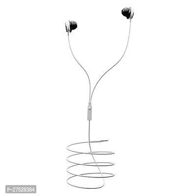 Classic White Wired - 3.5 MM Single Pin With Microphone Earphones-thumb0