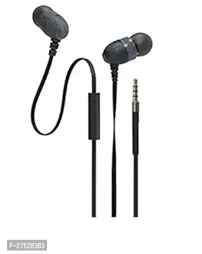 Classic Black Wired - 3.5 MM Single Pin With Microphone Earphones-thumb0