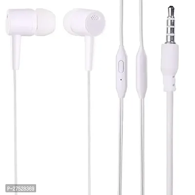 Classic White Wired - 3.5 MM Single Pin With Microphone Earphones