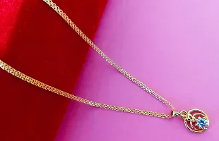 Gold Plated American Diamond Necklace Pendant  Chains for Girls and Womens-thumb1