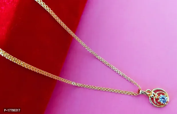 Gold Plated American Diamond Necklace Pendant  Chains for Girls and Womens-thumb2