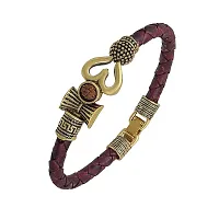 Sun Shop Trishul Damru OM Rudraksha Gold Plated Mahadev Bhakt Special Kada Bracelet-thumb1