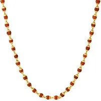 TIRUPATI Deals 7-Mukhi Rudraksha Mala 24K 5mm in Brass with Floral caps Gold-Plated Brass Chain-thumb1