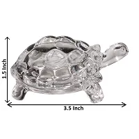 BANSIGOODS Crystal Turtle Tortoise with Plate for Feng Shui and Vastu Decorative Showpiece - 3.81 cm (Glass, White)-thumb1