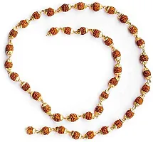 TIRUPATI Deals 7-Mukhi Rudraksha Mala 24K 5mm in Brass with Floral caps Gold-Plated Brass Chain-thumb2