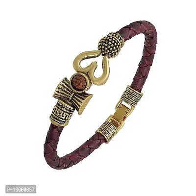 AASTHA IMAGINE Rakhi for Brother Boy - Gold Bracelet Rakhi for Men Rudraksha Mahadev Damroo Trishul Bracelet Rakhi for Bhaiya Kids Men, Rudraksh Wrist Band Rakhi (Trishul Damru)-thumb3