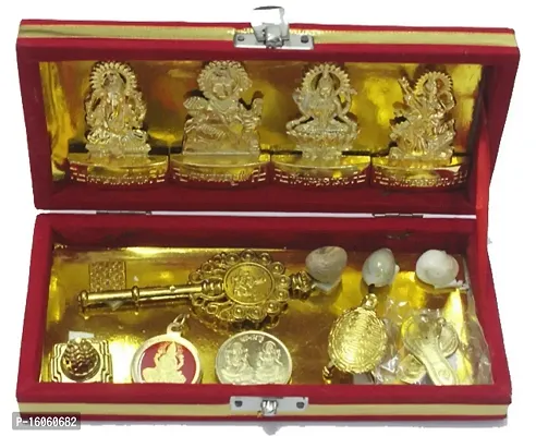 Acme Hands of Odisha Metal Shri Dhan Laxmi Kuber Bhandari Yantra with Trishakti Hanging (Gold)