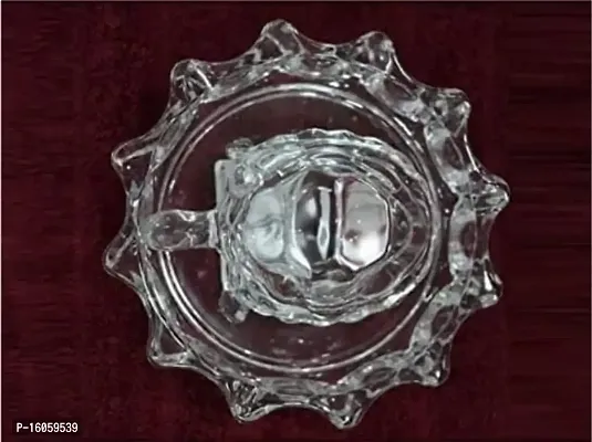 DAYMERA? Vastu  FengsShui Crystal Glass Turtle Tortoise Decorative Showpiece with Crystal Plate( 3.5 CM, Set of 1)