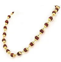 KARAKU Rudraksha Mala 27 Inch Premium 24K Yellow Gold Plated Copper Mala-thumb1