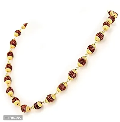 KARAKU Rudraksha Mala 27 Inch Premium 24K Yellow Gold Plated Copper Mala-thumb2