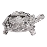 BANSIGOODS Crystal Turtle Tortoise with Plate for Feng Shui and Vastu Decorative Showpiece - 3.81 cm (Glass, White)-thumb3