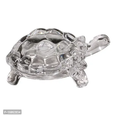 BANSIGOODS Crystal Turtle Tortoise with Plate for Feng Shui and Vastu Decorative Showpiece - 3.81 cm (Glass, White)-thumb4