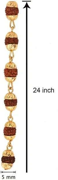 TIRUPATI Deals 7-Mukhi Rudraksha Mala 24K 5mm in Brass with Floral caps Gold-Plated Brass Chain-thumb3