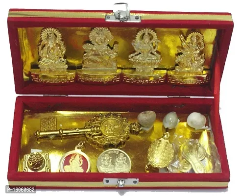 Acme Hands of Odisha Metal Shri Dhan Laxmi Kuber Bhandari Yantra with Trishakti Hanging (Gold)-thumb2