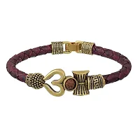 CResha Trishul Damru Mahadev Leather Bracelet for Men and Women-thumb1