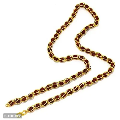 Gold Plated Brass Wire Beads with 6mm Rudraksha Mala for Men and Women