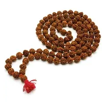 Ankita Gemstones Wood 5 Face Rudraksha Mala, (Brown)-thumb3